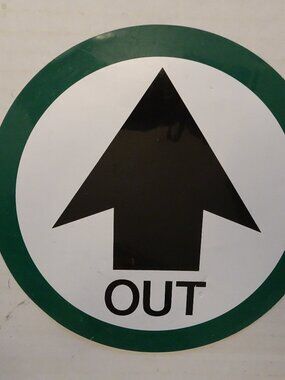 Out / Do Not Enter - Double Sided Adhesive Sign - Sticker   6 1/2 inches